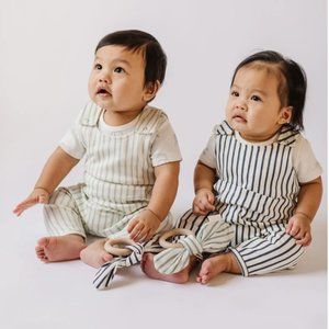 Pehr Stripes Away Organic Overalls, Sea